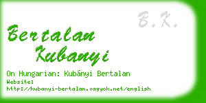 bertalan kubanyi business card