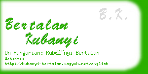 bertalan kubanyi business card